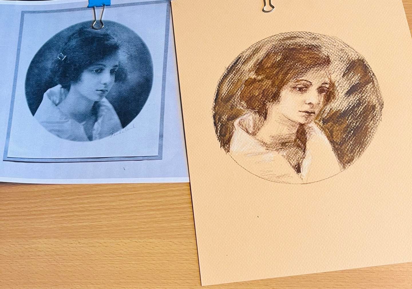 Drawing No. 1,204, 'My drawing from a photograph of my aunt Janice', posted NOV 10, 2022