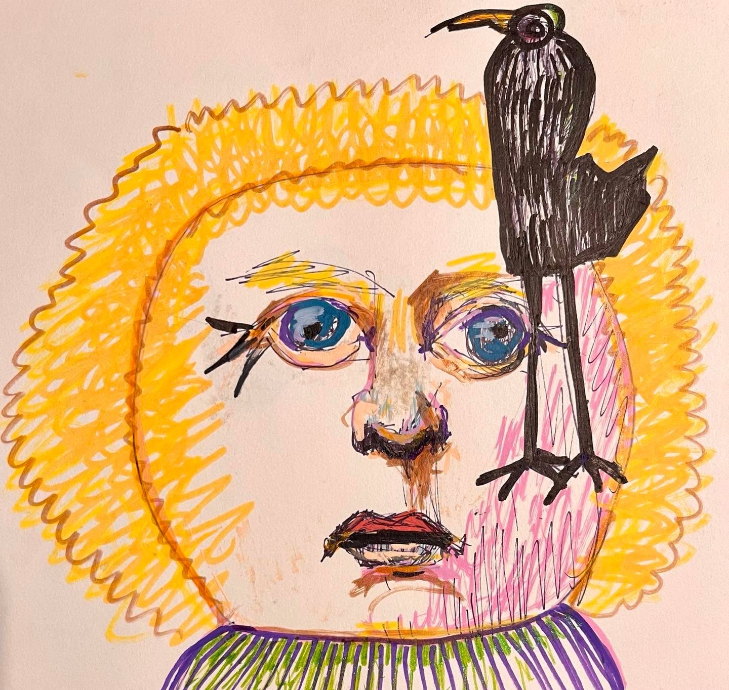 Drawing No. 1,073, 'Hilda was shocked and dismayed to see crows’ feet on her face.', posted JUL 5, 2022