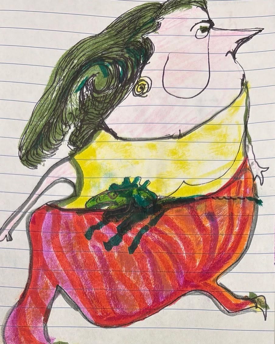 Drawing No. 2,210, 'Marjorie Sue was never quite herself without her baby Broccolini.', posted JUN 20, 2025