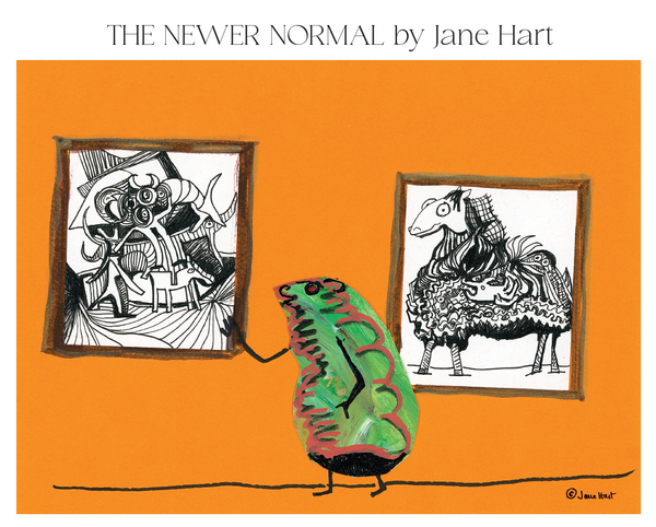 Cover of The Newer Normal by Jane Hart, an orange cover with a drawing.