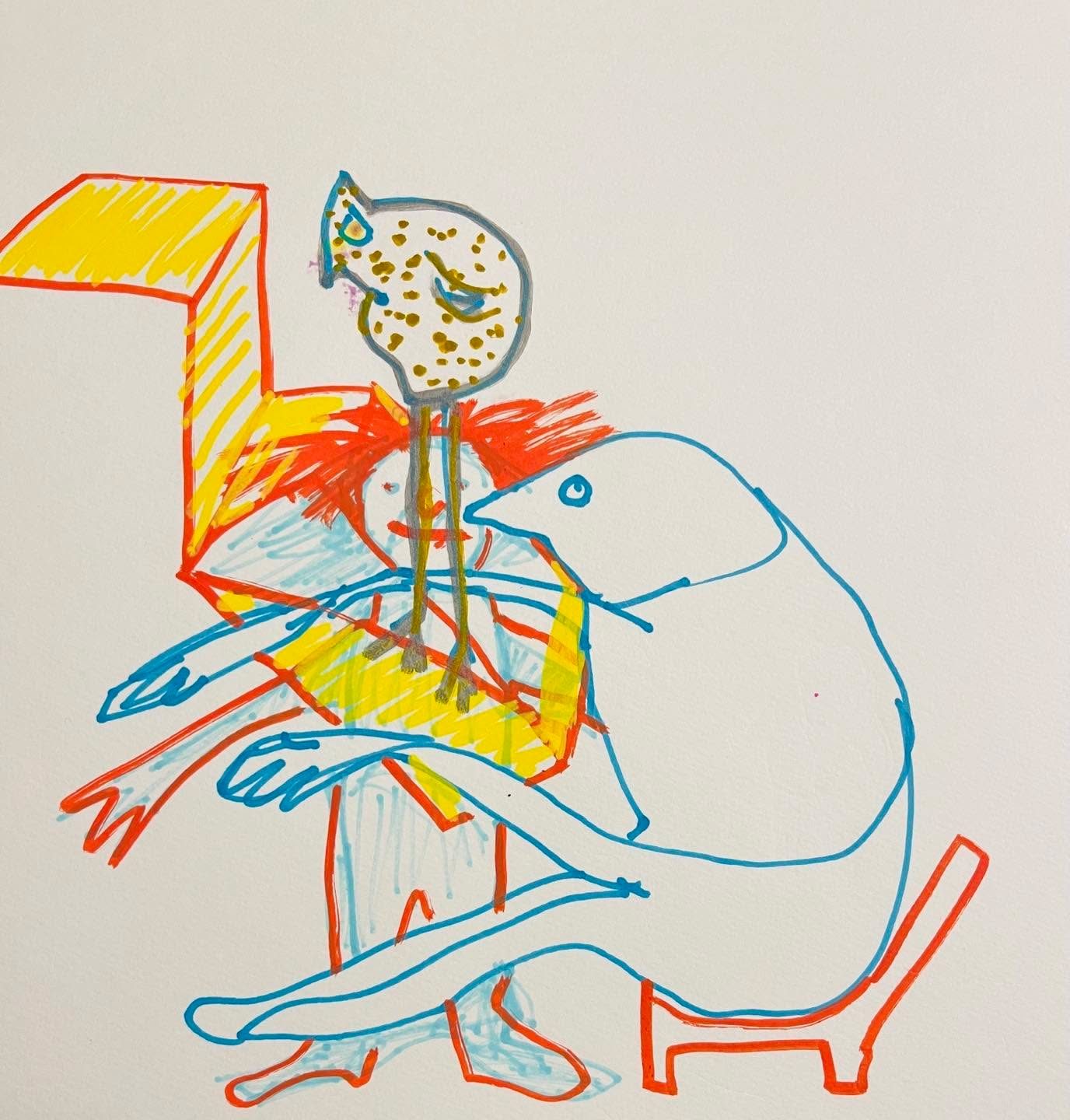 Drawing No. 1,632, 'The vet hoped a therapy clown would help Water's SDP (seasonal depression in pigeons).', posted DEC 26, 2023