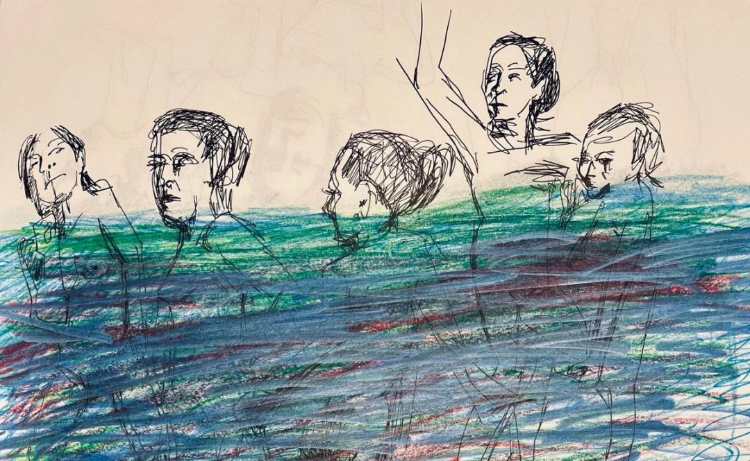 Drawing No. 1,207, 'Millicent’s naked underwater book club was the highlight of the week.', posted NOV 13, 2022