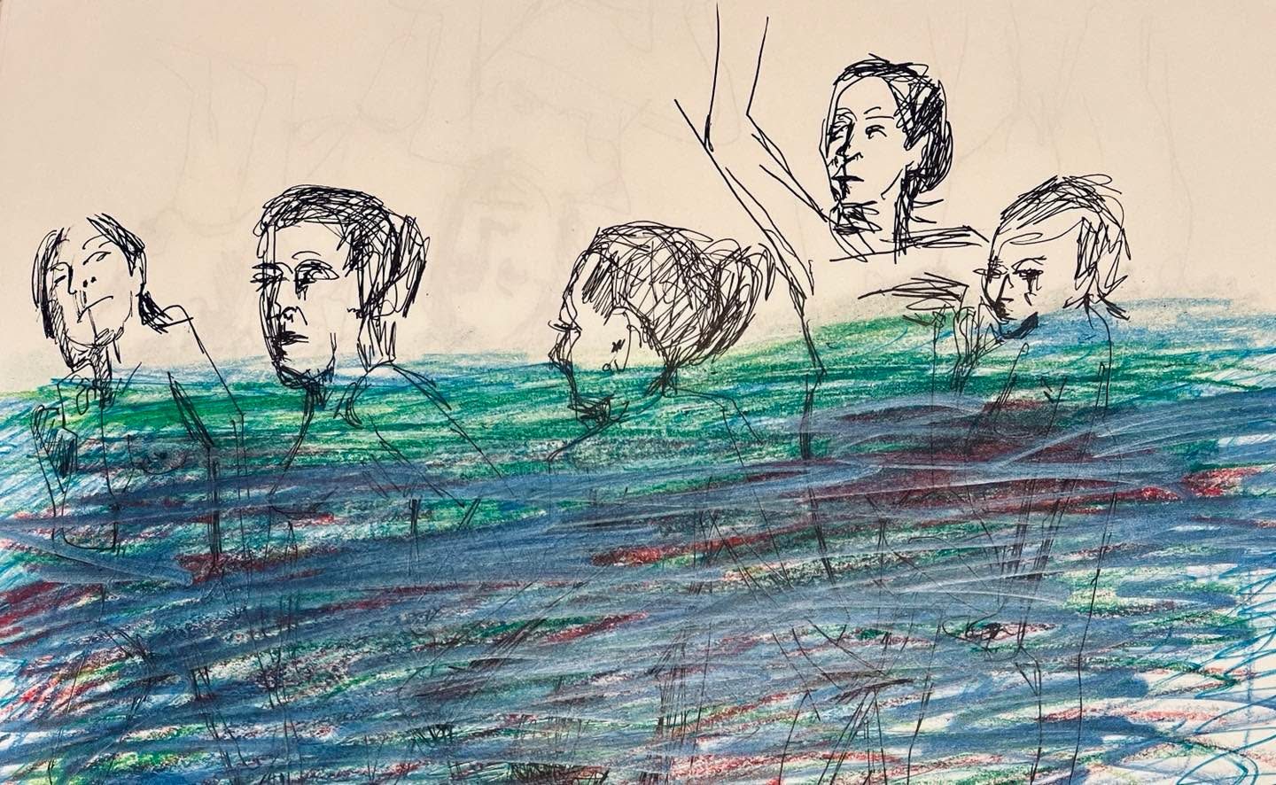 Drawing No. 1,207, 'Millicent’s naked underwater book club was the highlight of the week.', posted NOV 13, 2022