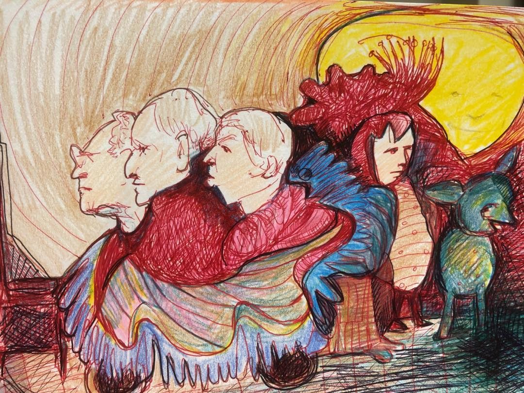 Drawing No. 82, 'The grownups get the best seats', posted SEP 24, 2019