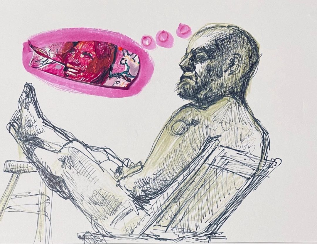 Drawing No. 1,983, 'Reg tried to keep Florrie in his rearview mirror.', posted NOV 20, 2024
