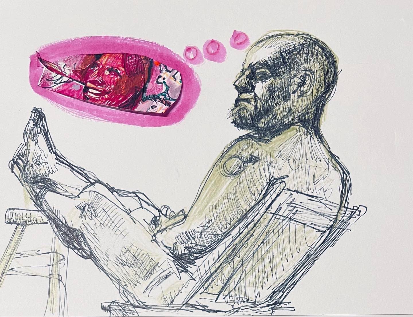 Drawing No. 1,983, 'Reg tried to keep Florrie in his rearview mirror.', posted NOV 20, 2024