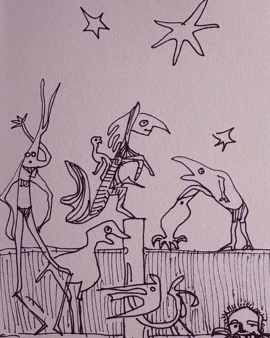 Drawing No. 2,565, 'Even at dawn, the beach club was a happening place.', posted MAY 7, 2026