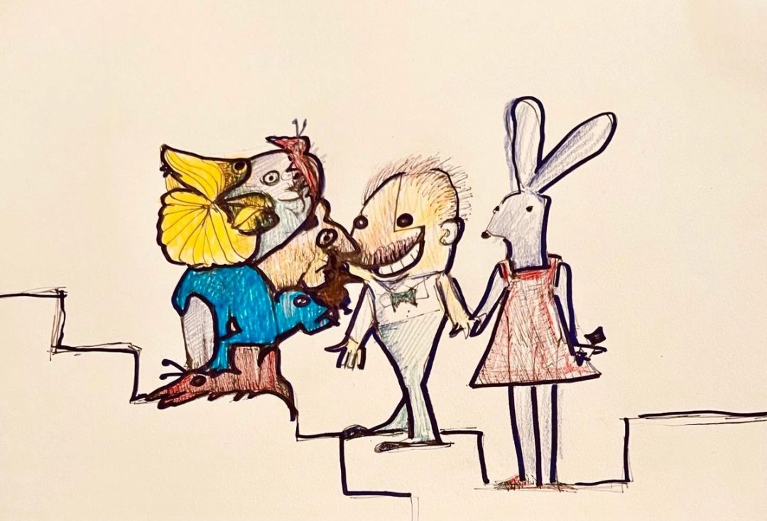 Drawing No. 1,224, 'Newly engaged, Garth and Dottie struggled to blend the two families.', posted NOV 29, 2022