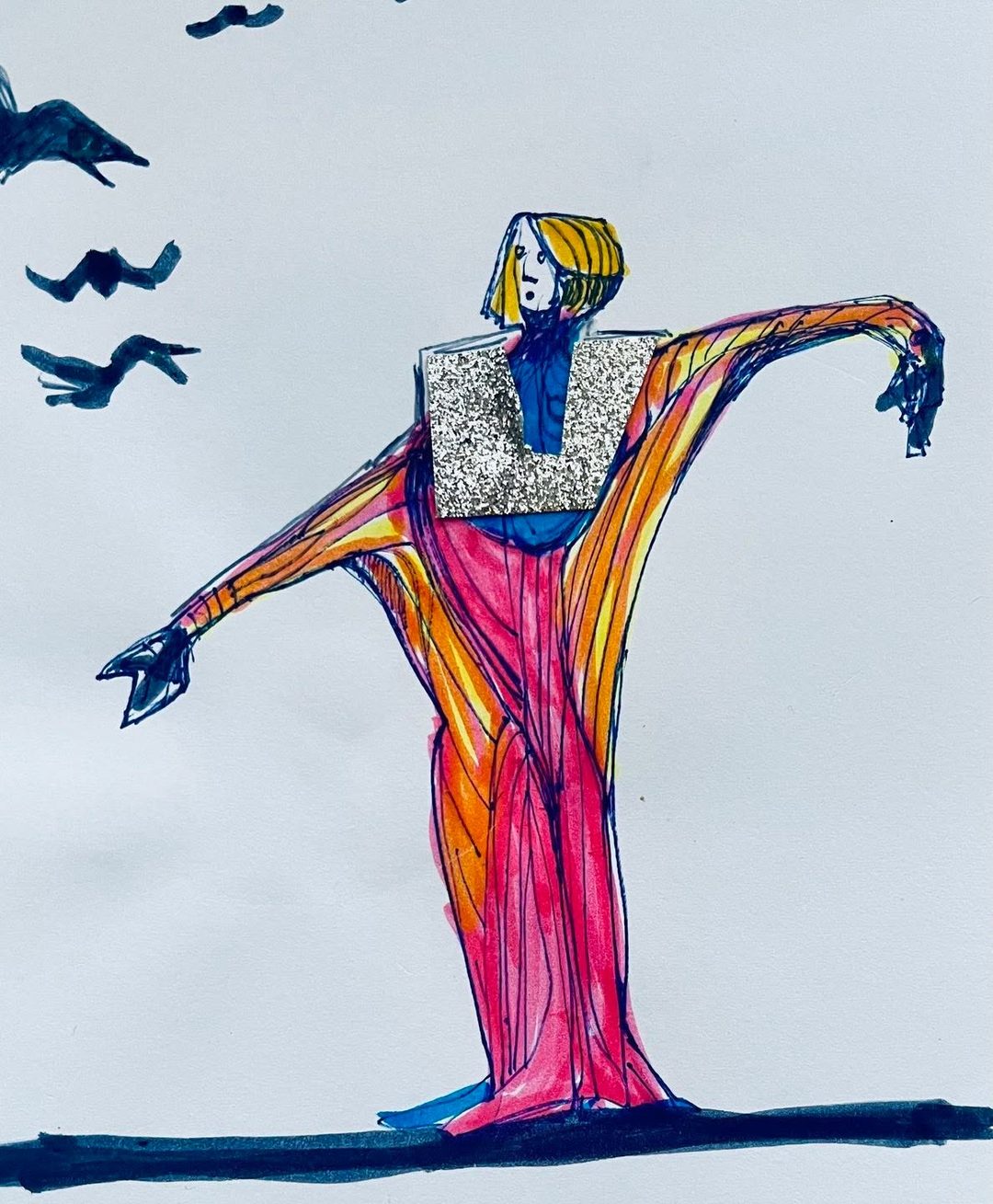 Drawing No. 1,547, 'Marje always wished the migrating geese a fond farewell.', posted OCT 7, 2023