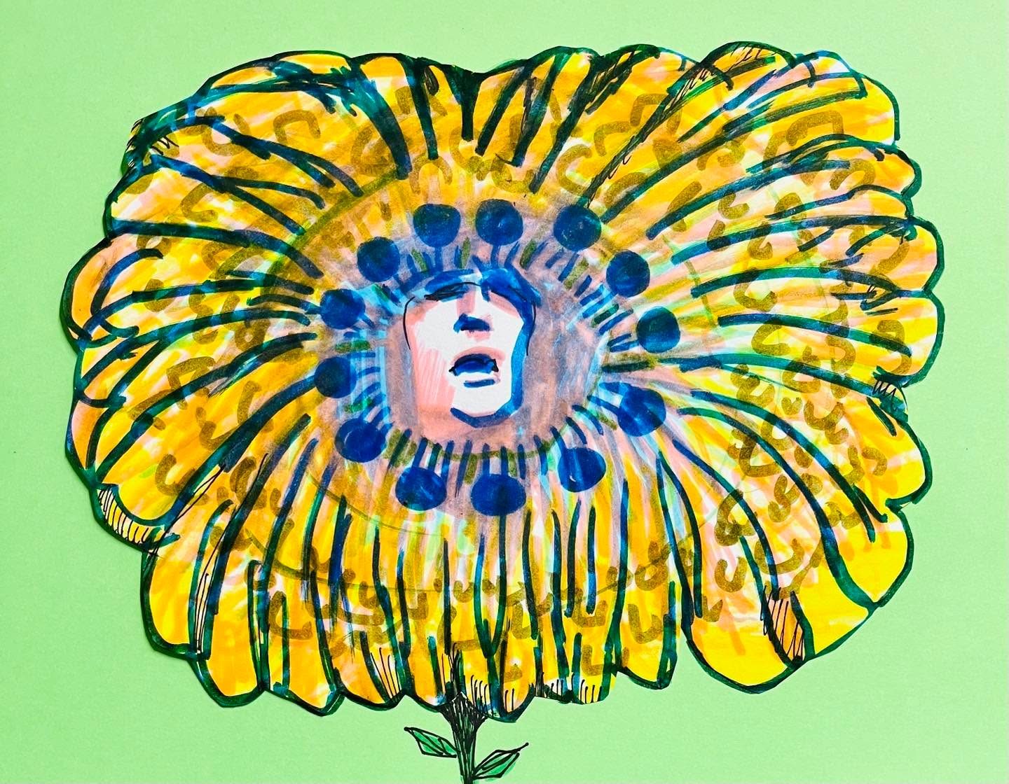 Drawing No. 1,555, 'He loves me, he loves me not: Davy wished the lady could decide without pulling all his petals out.', posted OCT 20, 2023