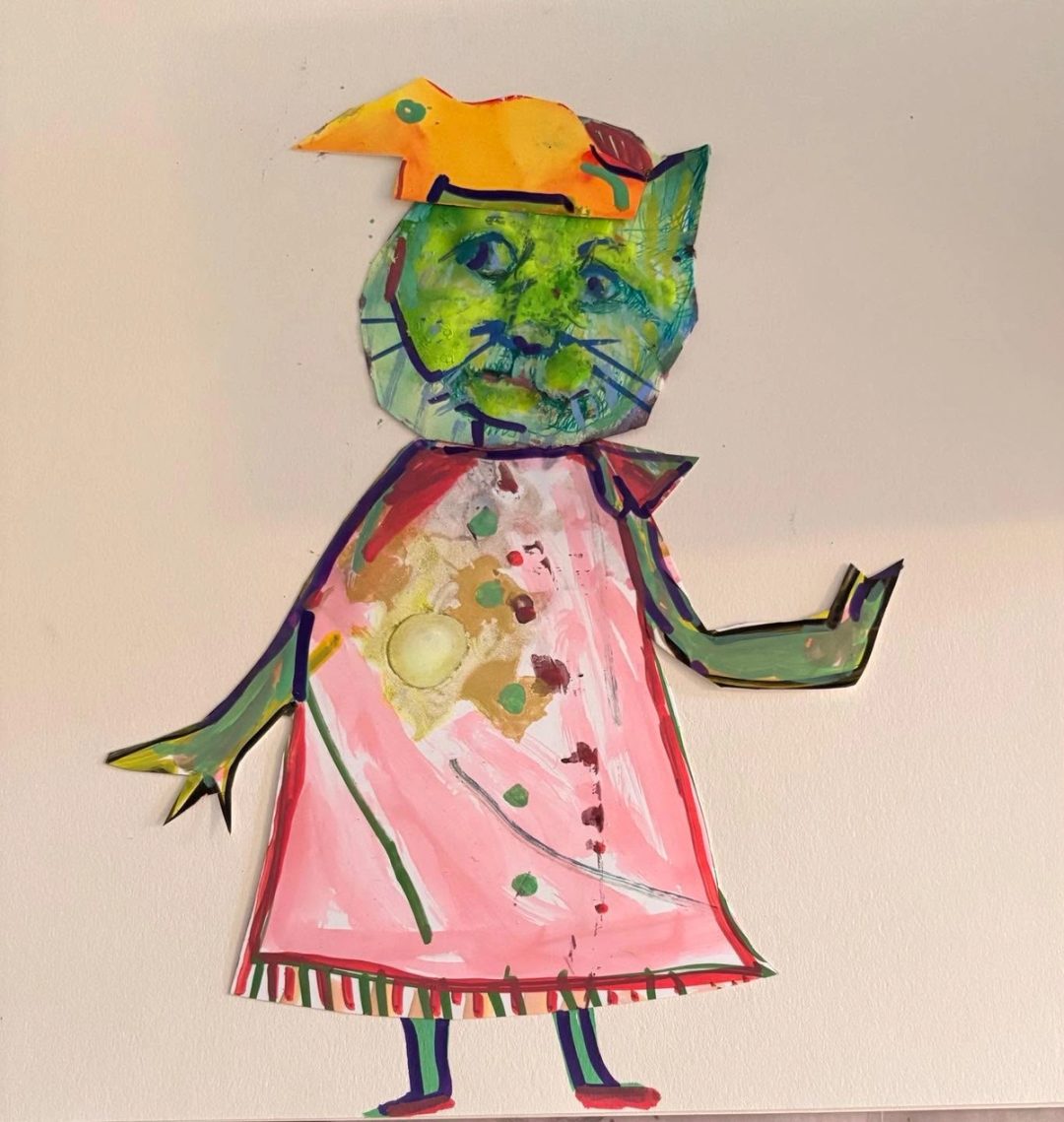 Drawing No. 2,508, 'With Kincaid on her head and little red scarf, Lili hoped that nobody would notice her onion soup spill.', posted MAR 18, 2026