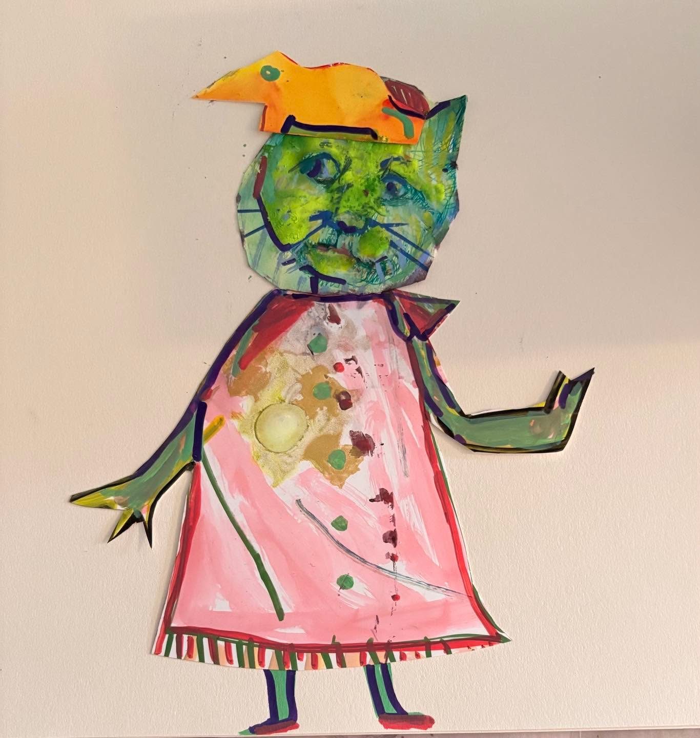 Drawing No. 2,508, 'With Kincaid on her head and little red scarf, Lili hoped that nobody would notice her onion soup spill.', posted MAR 18, 2026