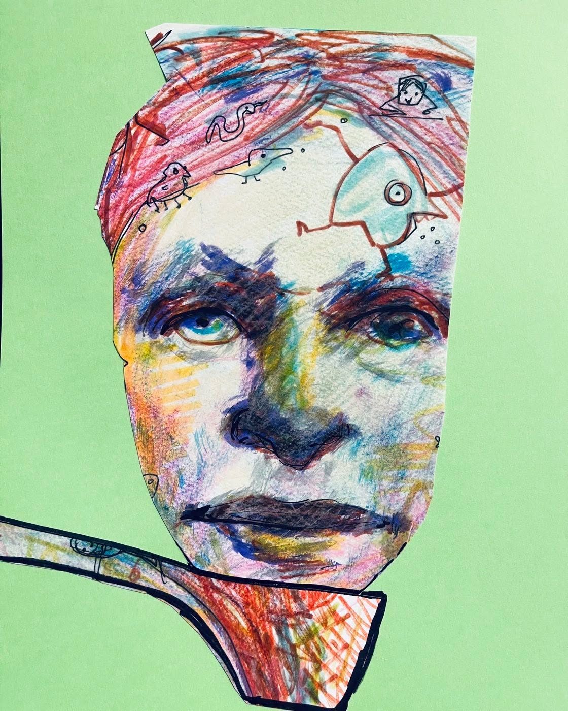 Drawing No. 1,662, 'Uncomfortable on public transportation, Carina got from Point A to Point B in a ceramic ladle.', posted JAN 24, 2024
