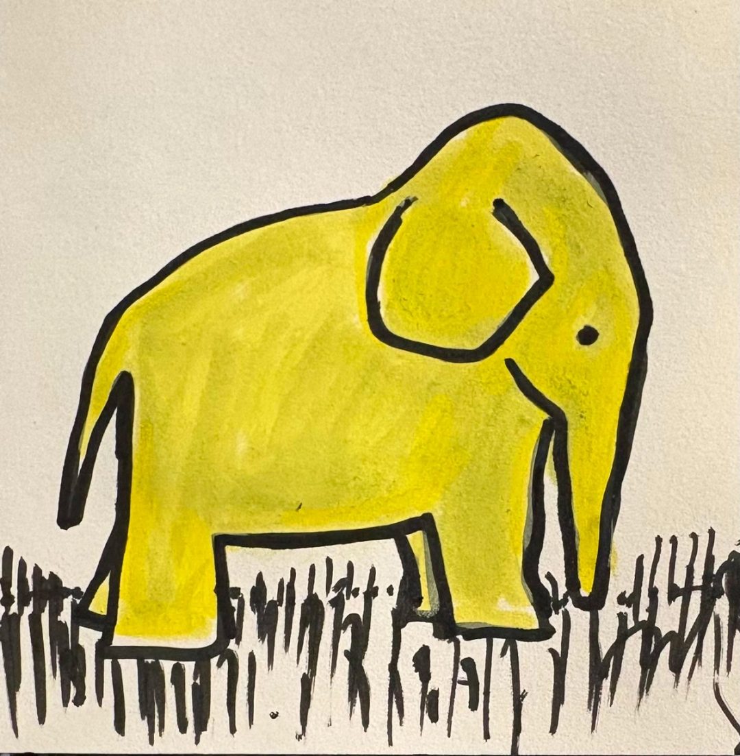 Drawing No. 2,403, 'Jumbo felt shy at parties, and ended up talking to the babartender.', posted DEC 18, 2025