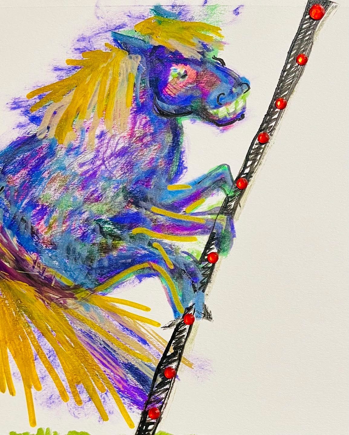 Drawing No. 1,952, 'Ceci's pole-dancing skills came from years on the Central Park merry-go-round.', posted OCT 23, 2024