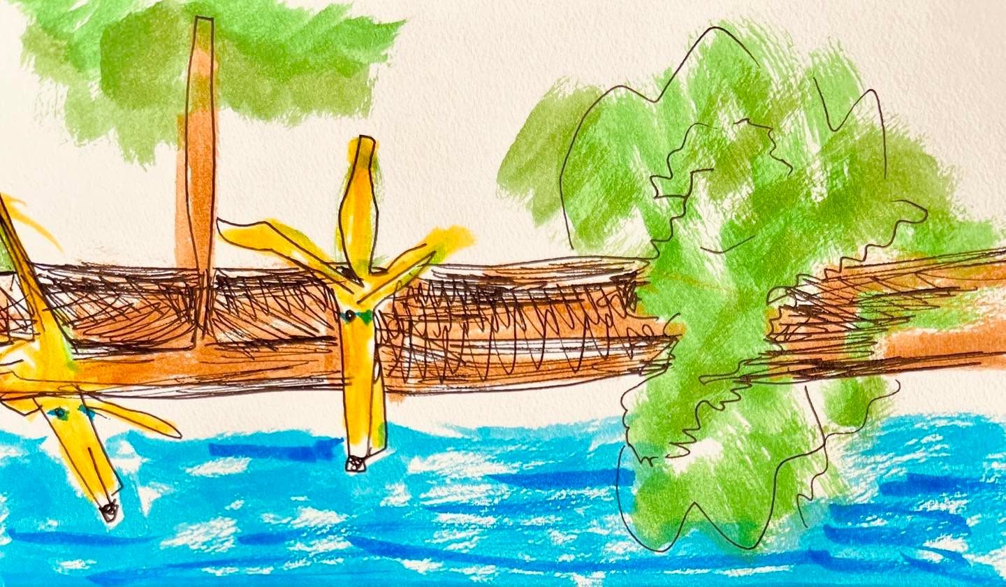 Drawing No. 1,957, 'Despite appearances, it was only a so-so day for banana fish.', posted OCT 28, 2024