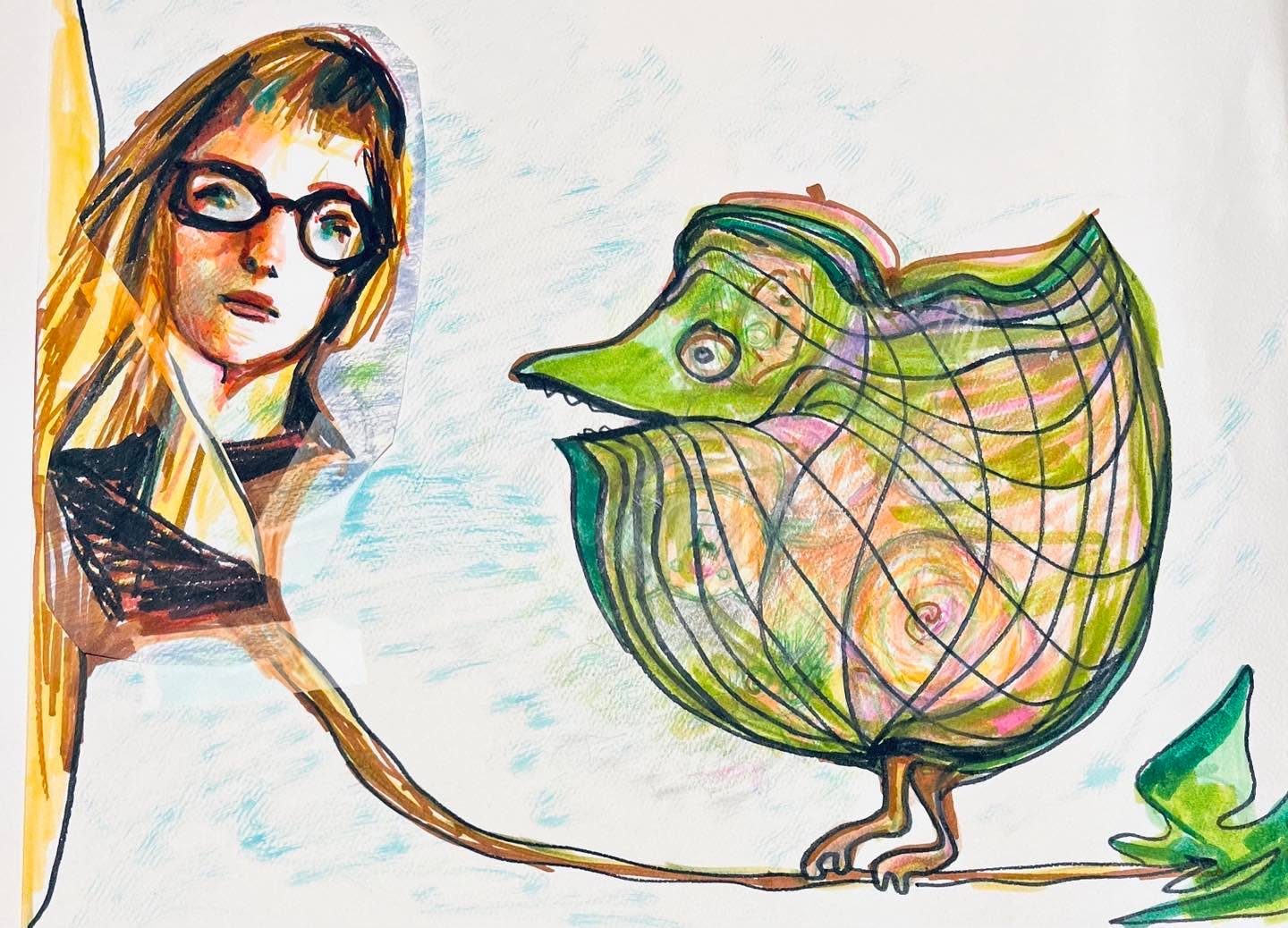 Drawing No. 1,395, 'Always hopeful, Pierre would go out on a limb to meet women.', posted MAY 14, 2023