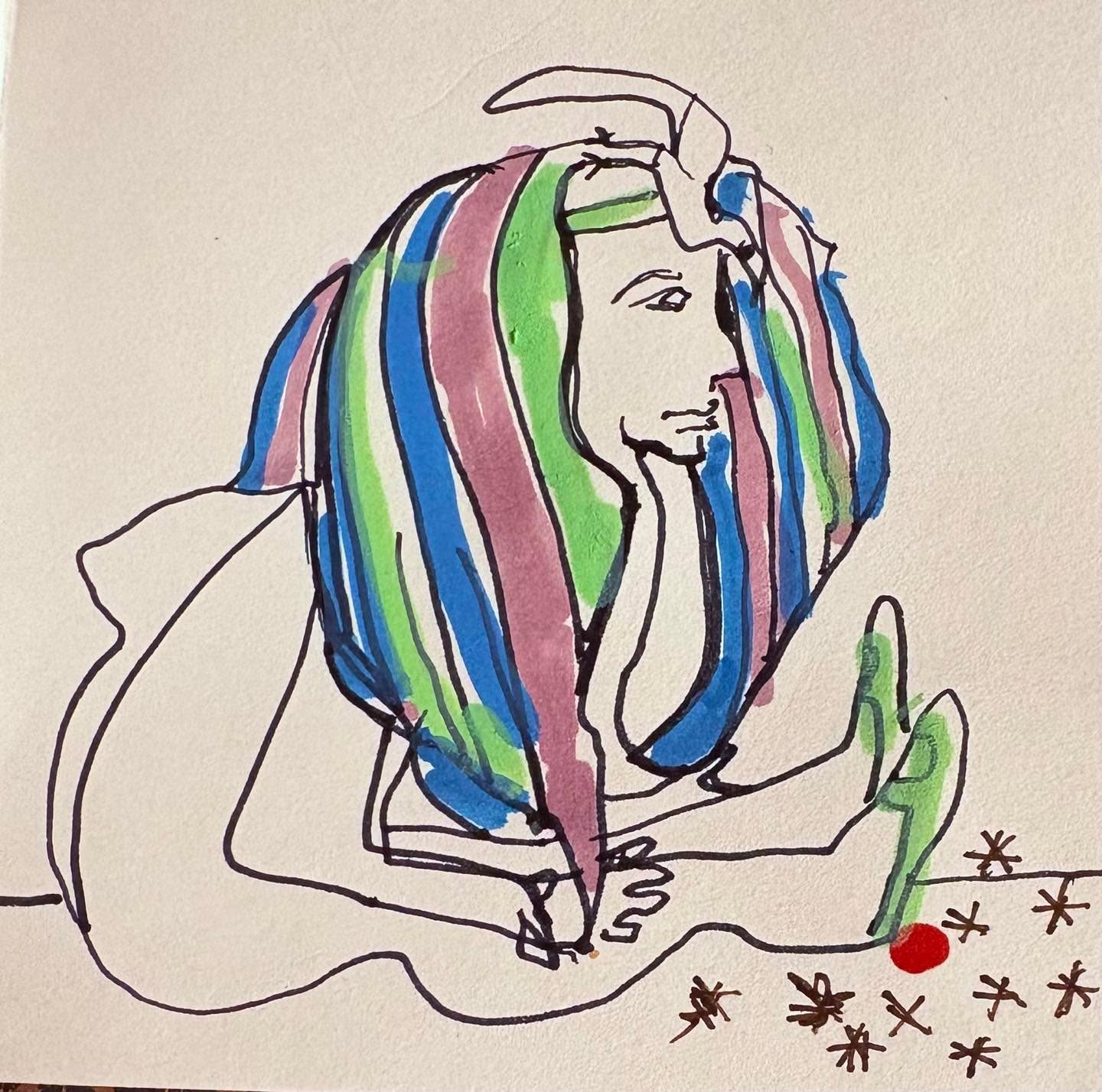 Drawing No. 2,397, 'Someone very was always a champion: first the grade school jacks champ, and then the first female pharaoh.', posted DEC 14, 2025