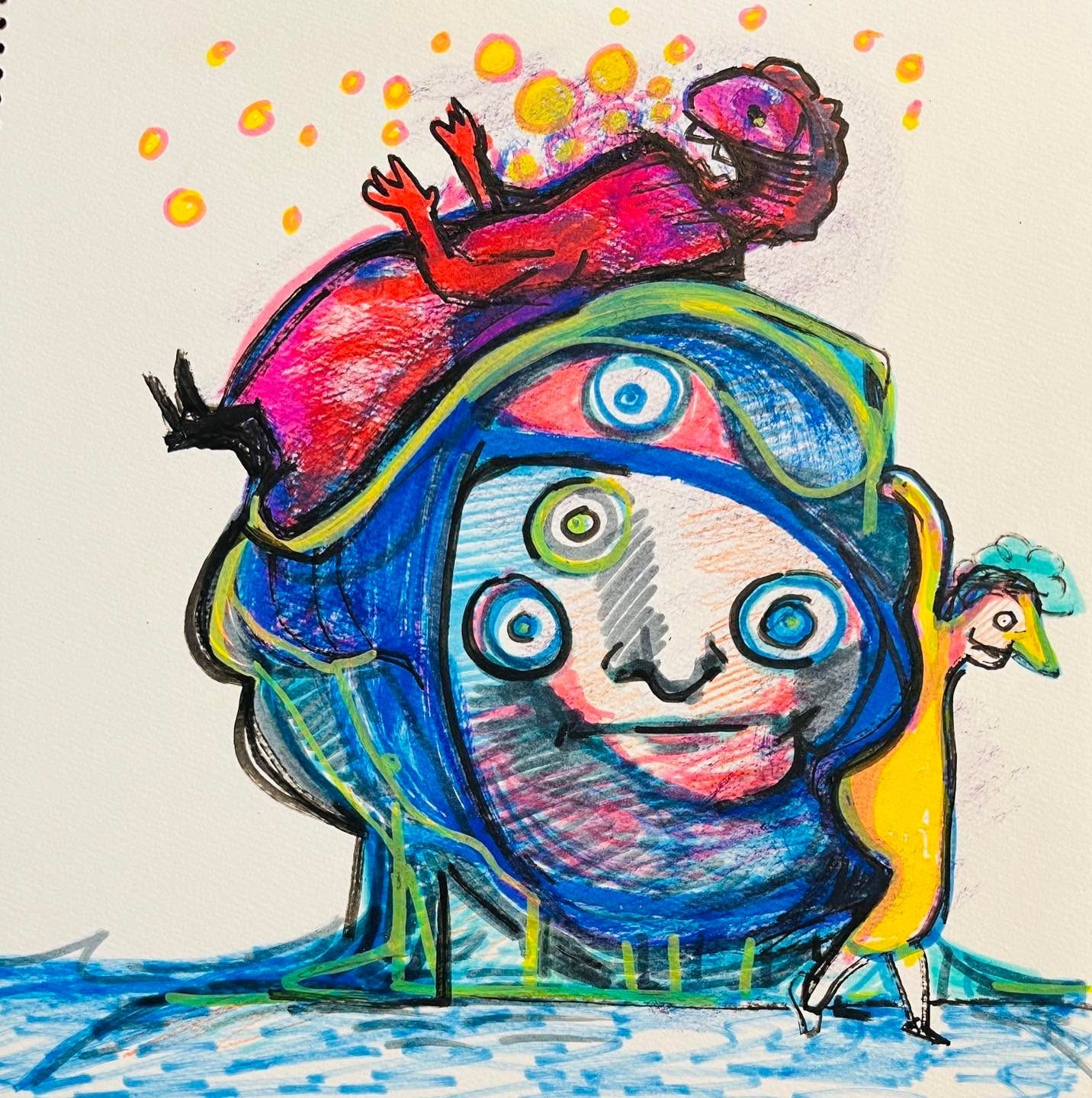 Drawing No. 1,639, 'The on-line job recruiter found Bernice well-paying work as a water slide.', posted JAN 1, 2024