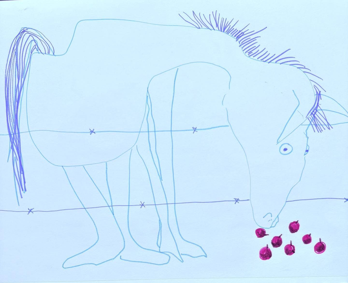 Drawing No. 2,535, 'It's been an apple-bobbin' Sunday for Dobbin.', posted APR 11, 2026