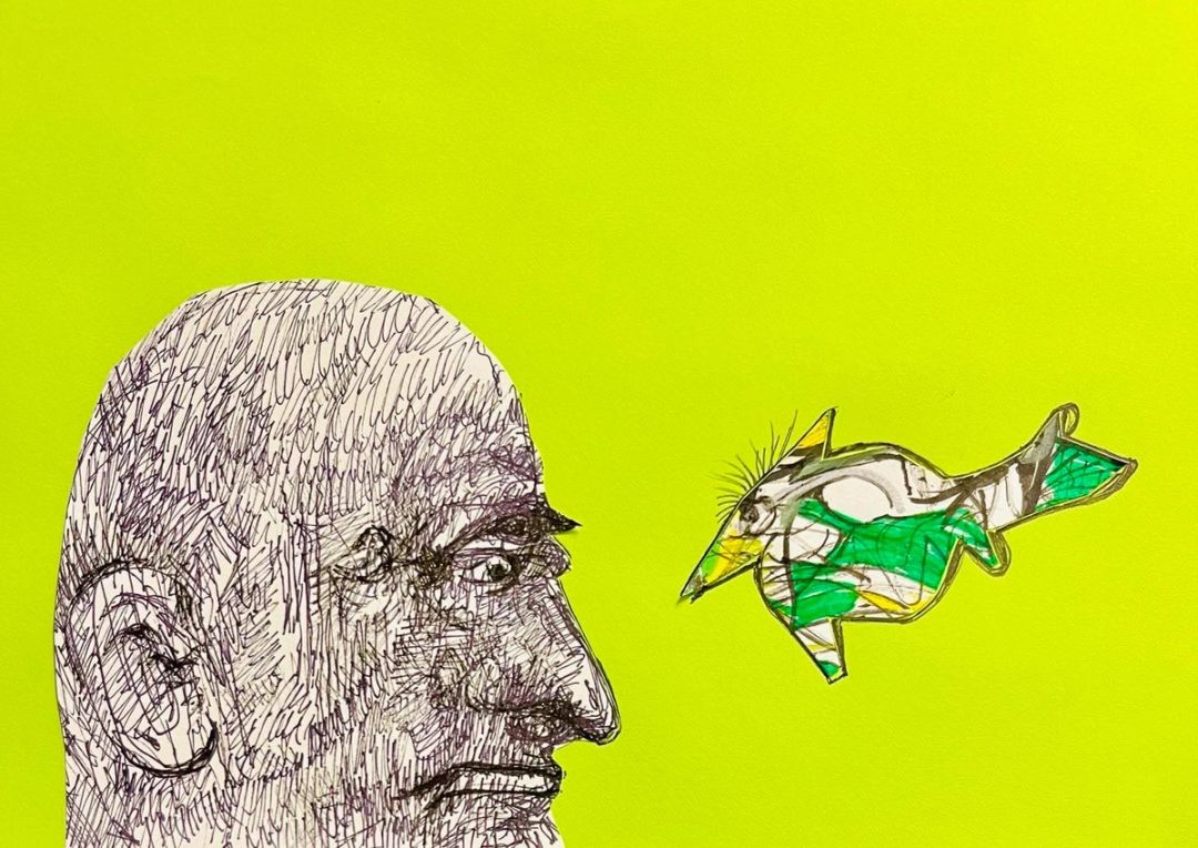 Drawing No. 1,946, 'Garrett thought the new ornithology assistant was brilliant.', posted OCT 17, 2024