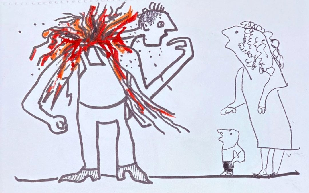Drawing No. 2,224, 'Doug used army ant paste instead of aloe on his sunburn.', posted JUL 2, 2025