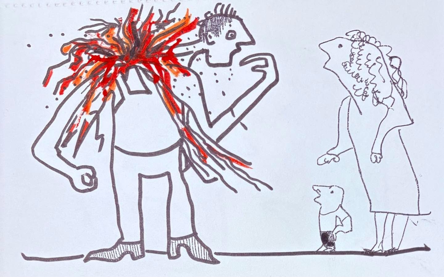 Drawing No. 2,224, 'Doug used army ant paste instead of aloe on his sunburn.', posted JUL 2, 2025