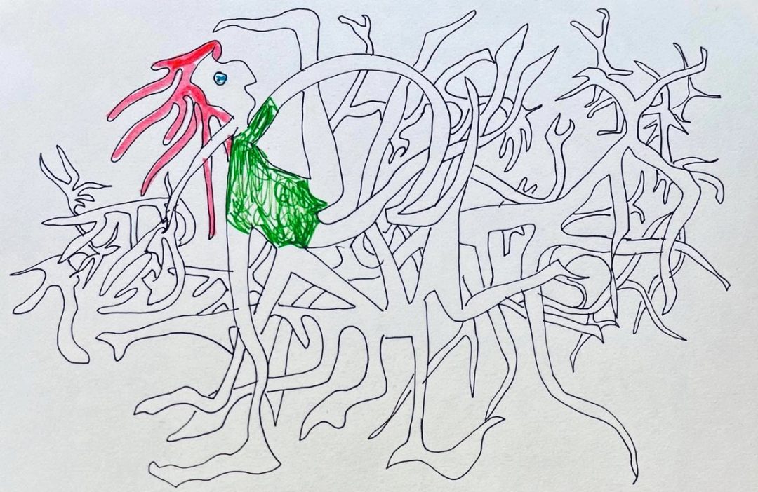 Drawing No. 1,746, 'Pilates did wonders for Marcel's flexibility.', posted APR 11, 2024