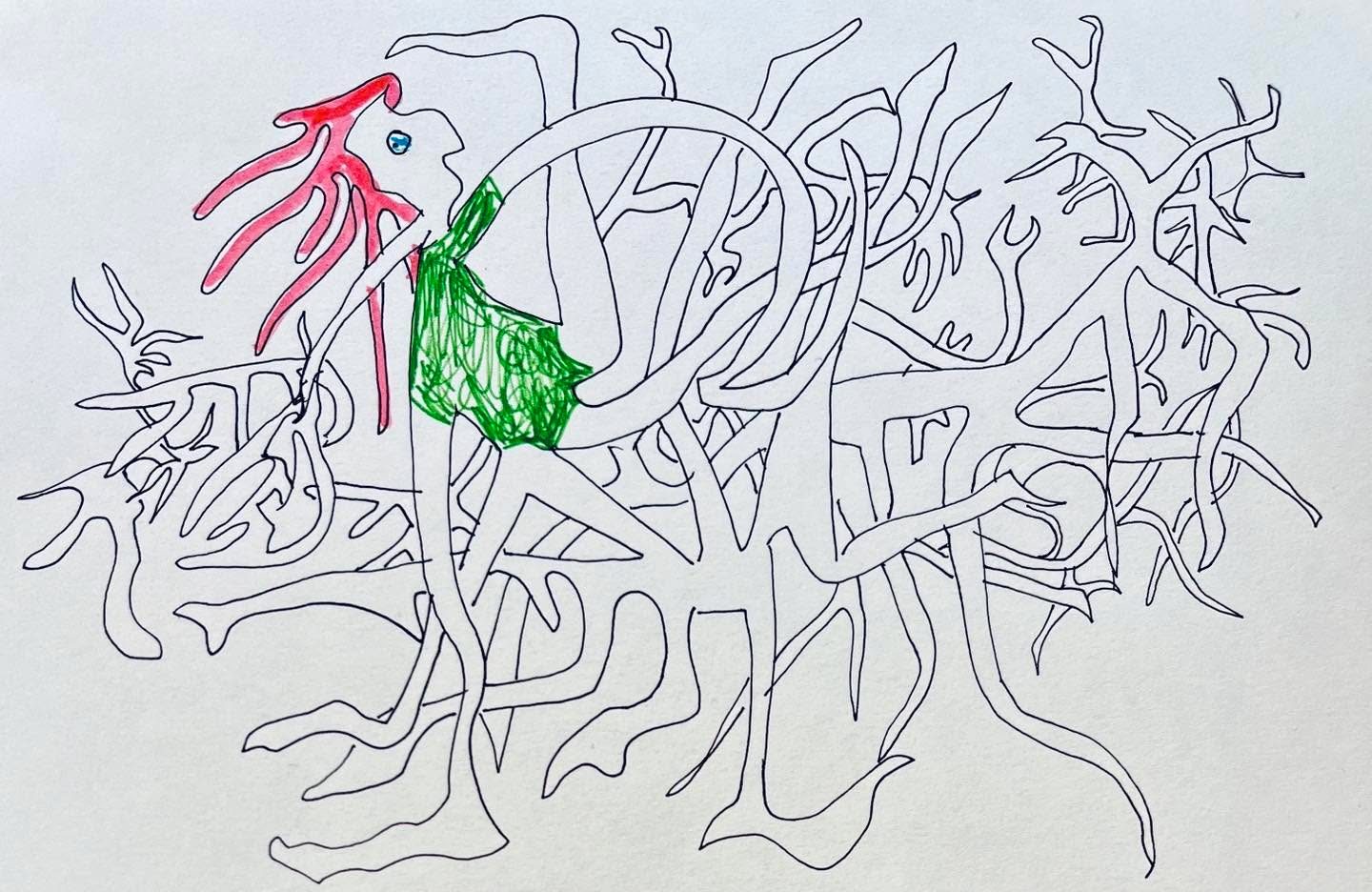 Drawing No. 1,746, 'Pilates did wonders for Marcel's flexibility.', posted APR 11, 2024