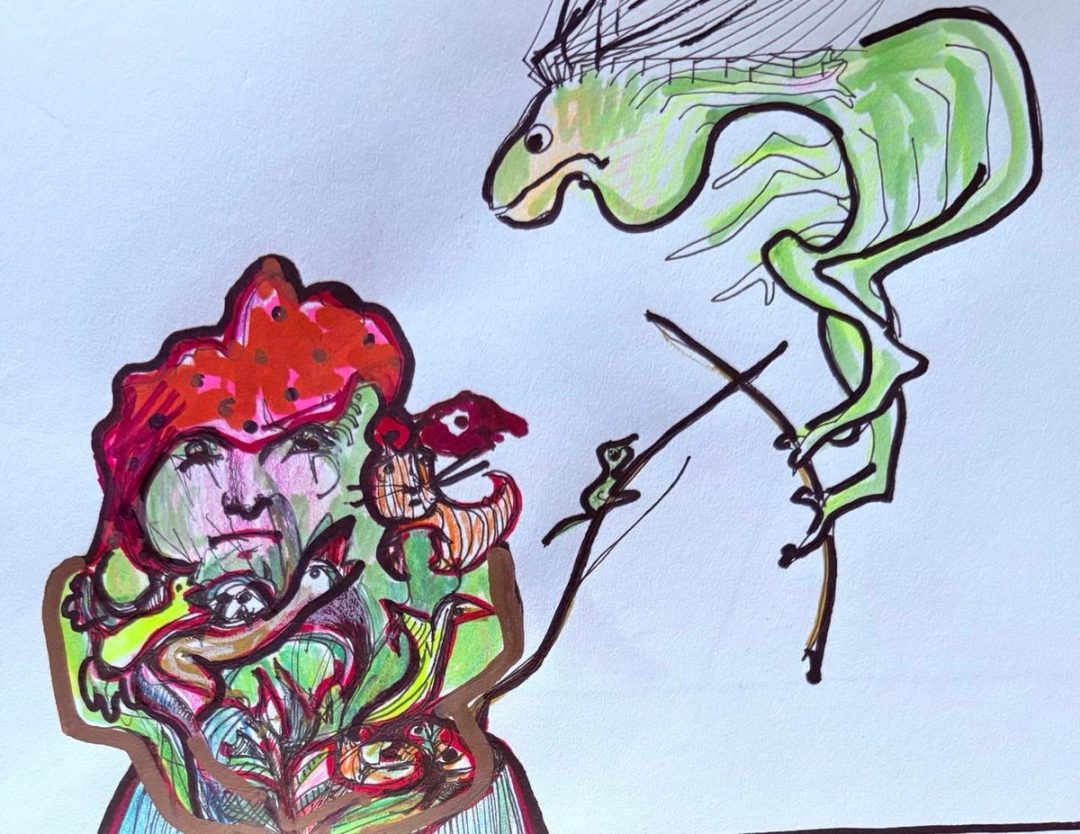 Drawing No. 2,328, 'Aunt Dora was getting tired of telling the boys to put down their swords.', posted OCT 10, 2025