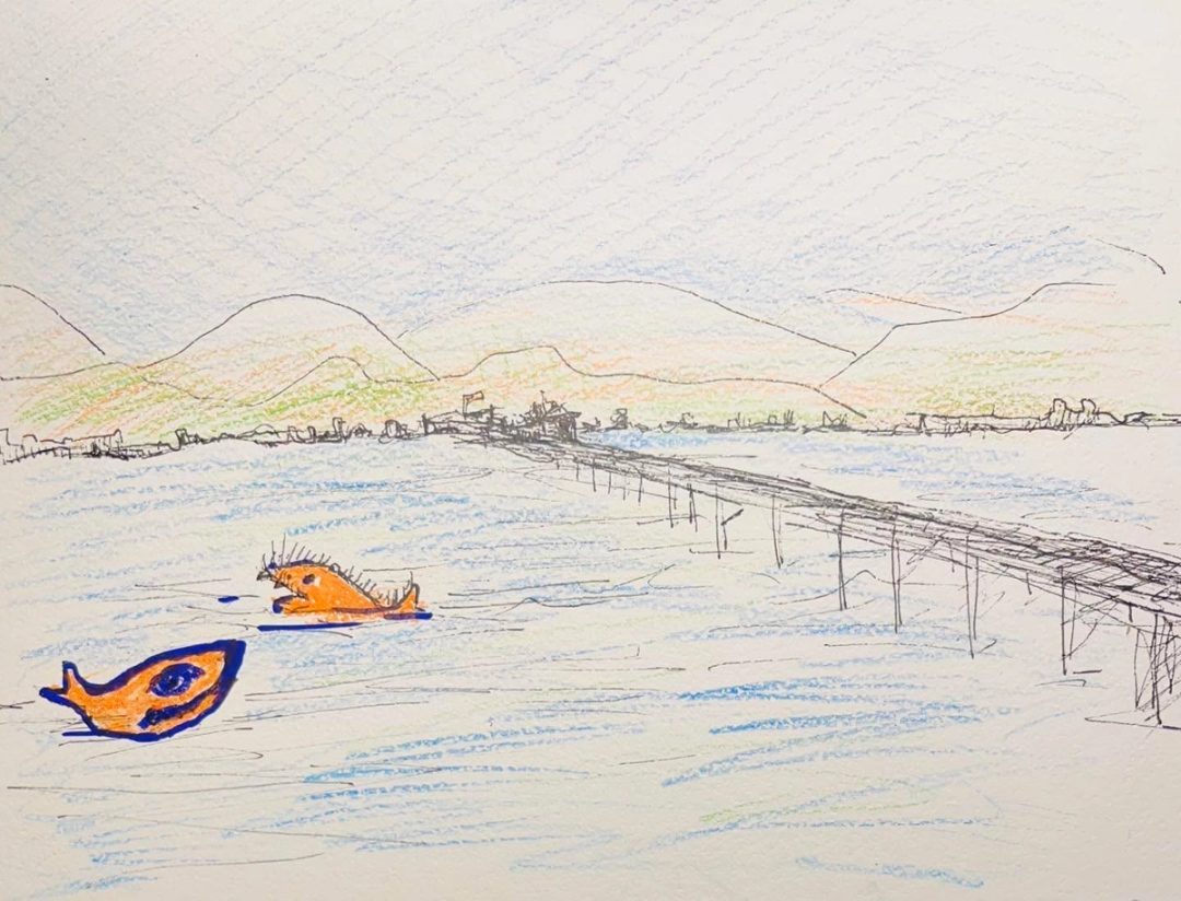 Drawing No. 1,252, 'Carly had her cream cheese and bagel dream again.', posted DEC 26, 2022