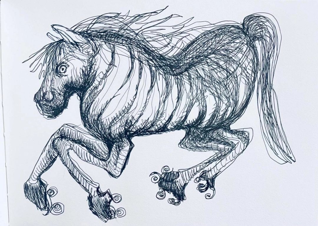 Drawing No. 1,800, 'With his new high teach roller shoes, Dobbin felt he had a shot at winning the Belmont.', posted JUN 4, 2024