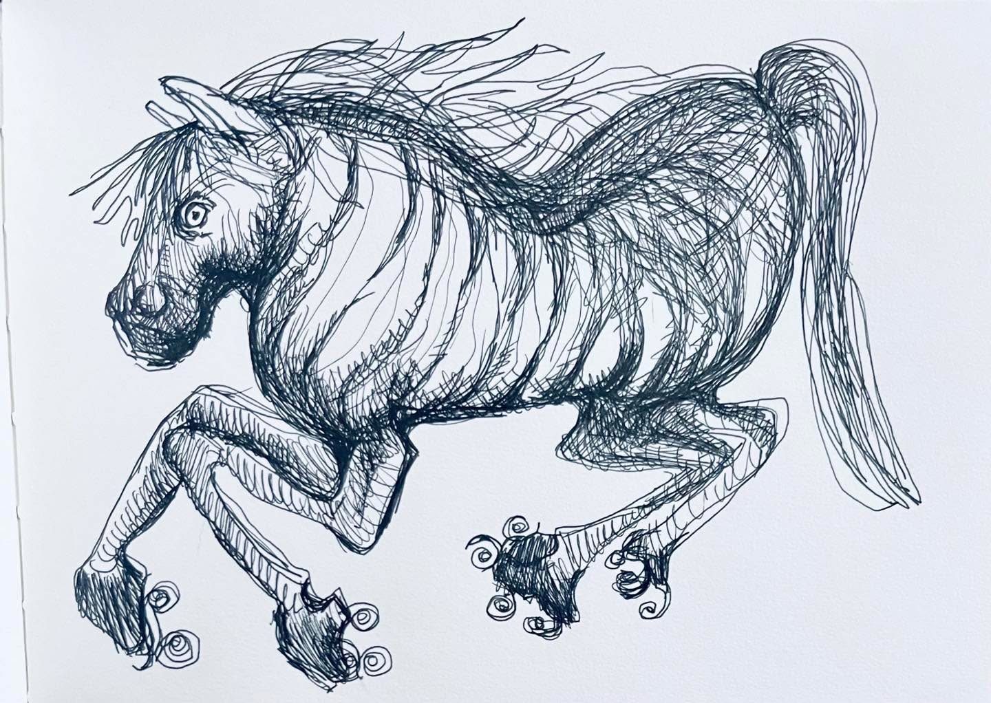 Drawing No. 1,800, 'With his new high teach roller shoes, Dobbin felt he had a shot at winning the Belmont.', posted JUN 4, 2024