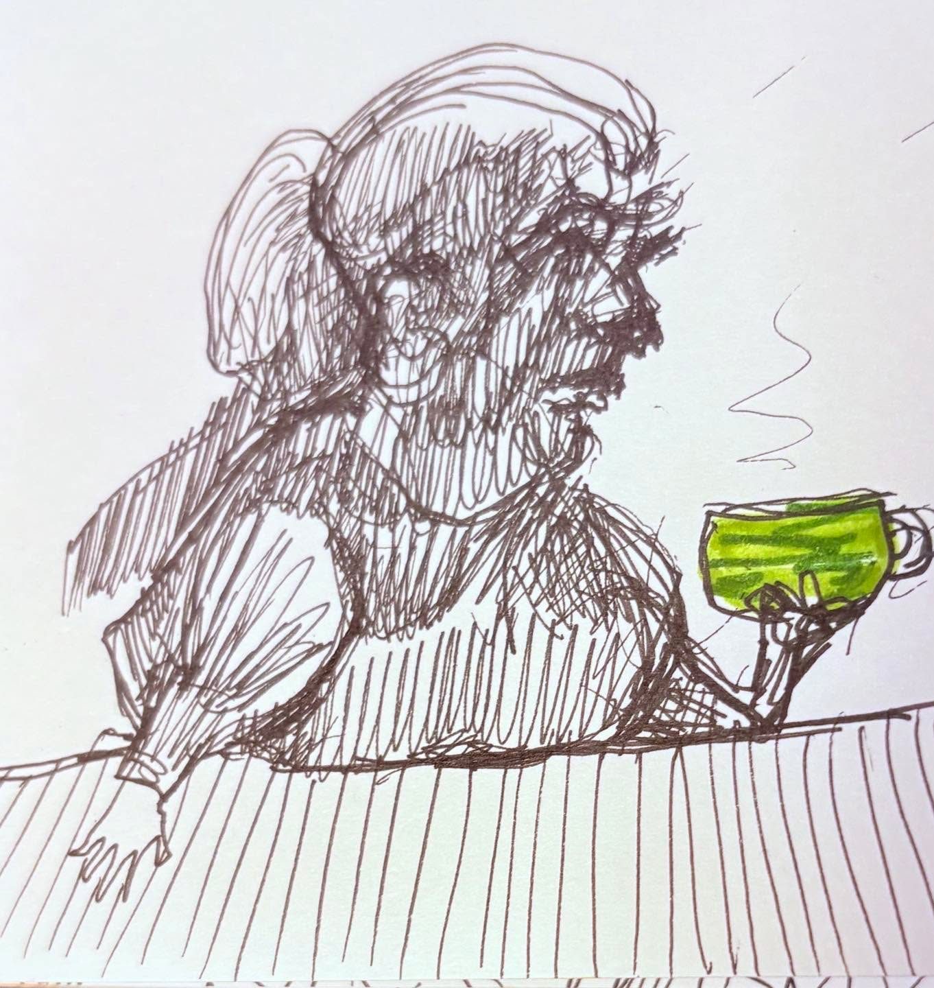 Drawing No. 2,080, 'The inchworm tea was supposed to be good for Dora's ankles.', posted FEB 27, 2025