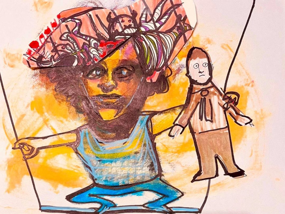 Drawing No. 1,383, 'Woodruff hoped that a small zoo on his head and a volunteer from the audience would make his old trapeze act new again.', posted MAY 3, 2023