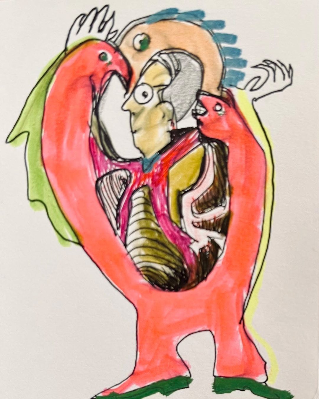 Drawing No. 1,967, 'Casey's innards were an open book.', posted NOV 5, 2024