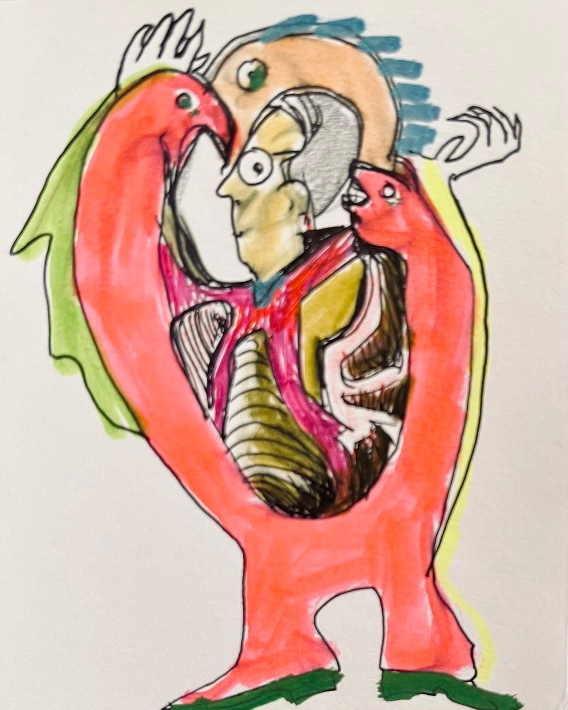 Drawing No. 1,967, 'Casey's innards were an open book.', posted NOV 5, 2024