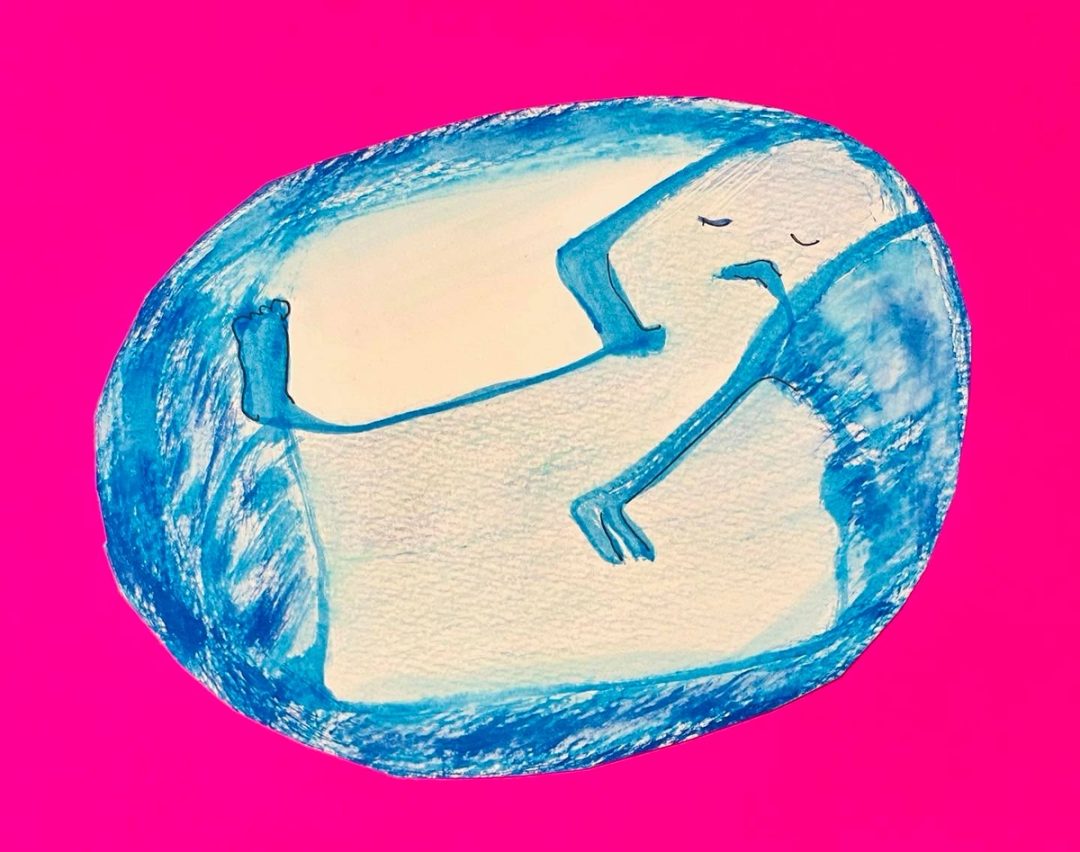 Drawing No. 2,033, 'Cecelia would have a nap in her shell and then make her debut as a chicken.', posted JAN 8, 2025