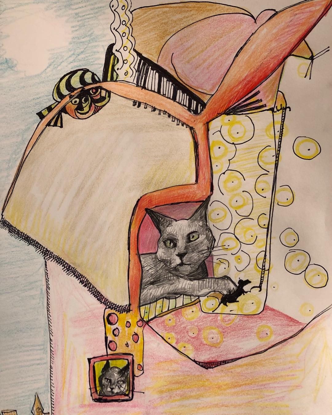 Drawing No. 128, 'Cat tower', posted NOV 1, 2019