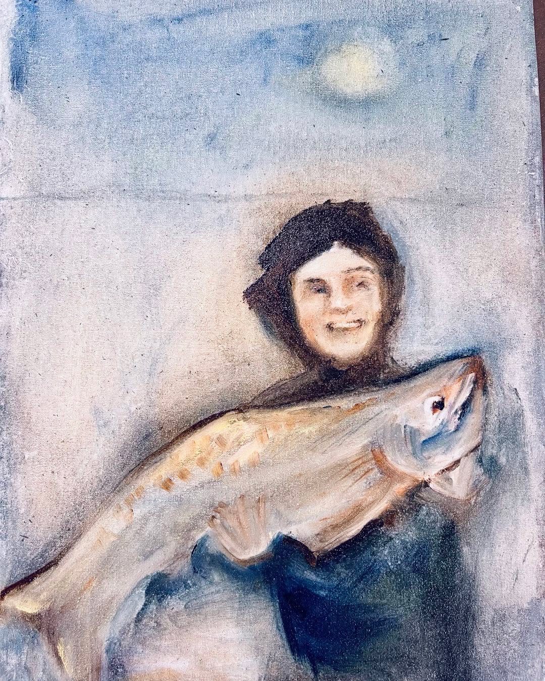 Drawing No. 1,604, 'Richie couldn't get a dog, but his parents agreed to a giant short-haired trout.', posted NOV 28, 2023