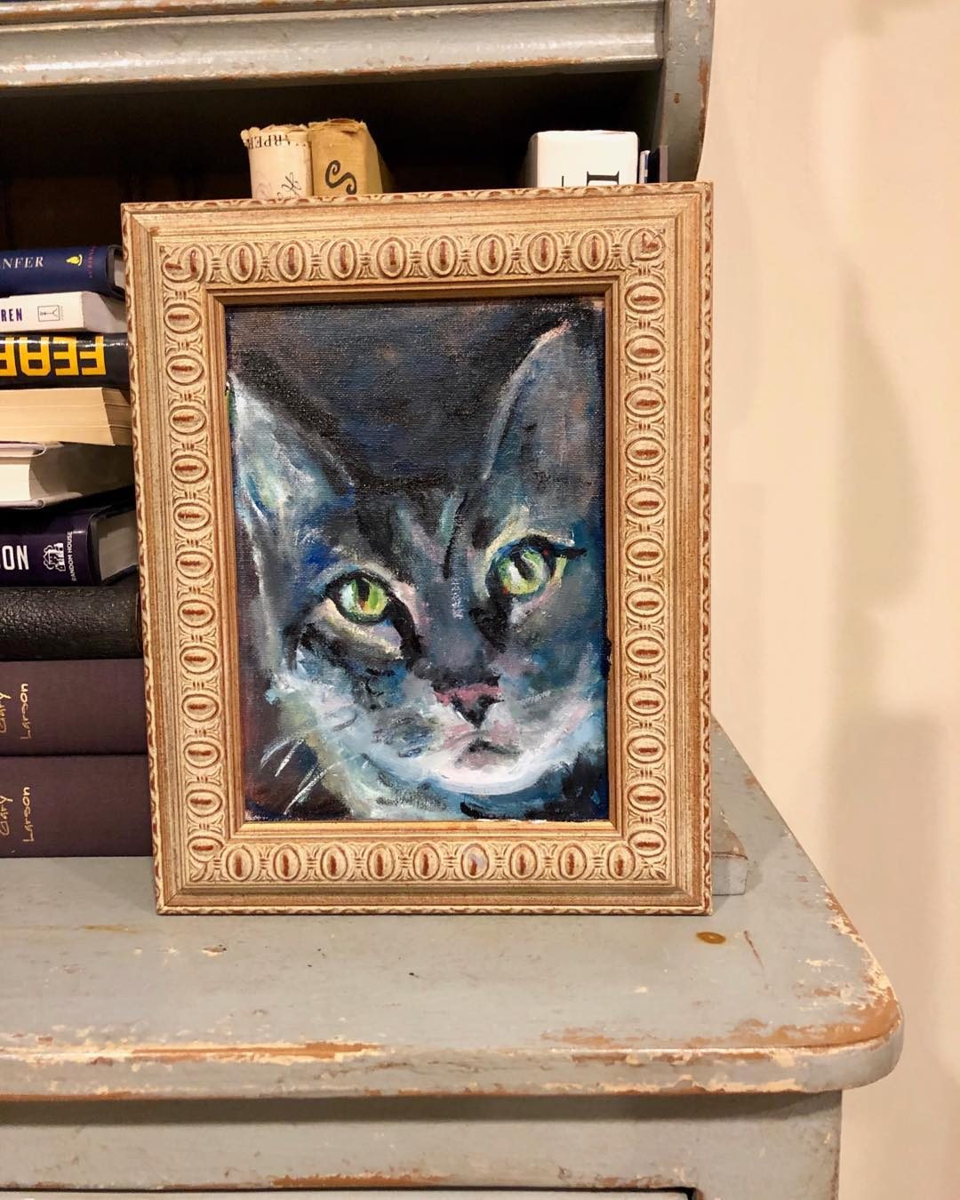 Drawing No. 20, 'Blue kitty—latest painting', posted MAR 15, 2019