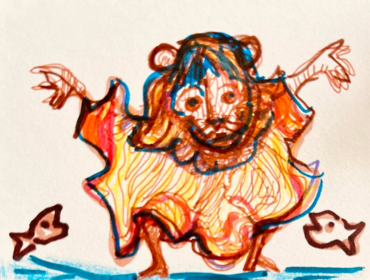 Drawing No. 1,401, 'You know you need glasses when you're tripping over fish.', posted MAY 20, 2023