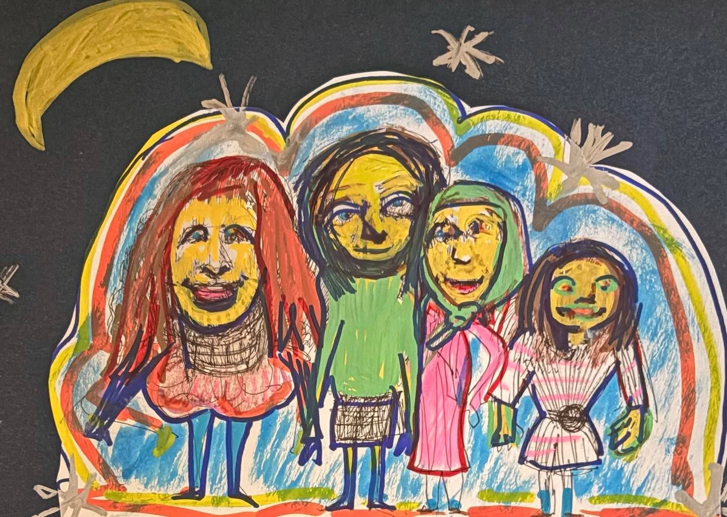 Drawing No. 2,357, 'Julie, Janice, Dot and Anna found that a large Jello mold helped them manage their social anxiety.', posted NOV 6, 2025