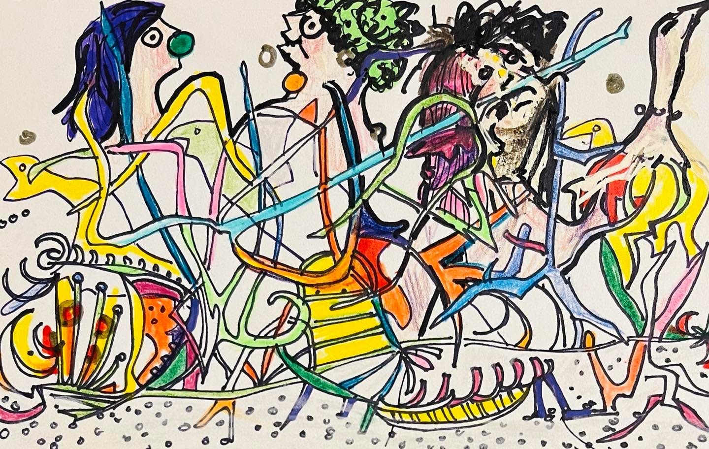 Drawing No. 1,028, 'With masks off, Mari had to relearn smiling.', posted MAY 20, 2022