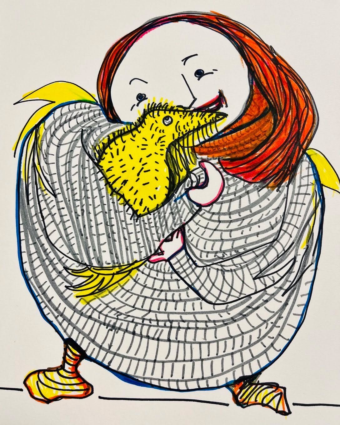 Drawing No. 1,415, 'Brodie adored Henning, a walrus-canary mix.', posted JUN 3, 2023