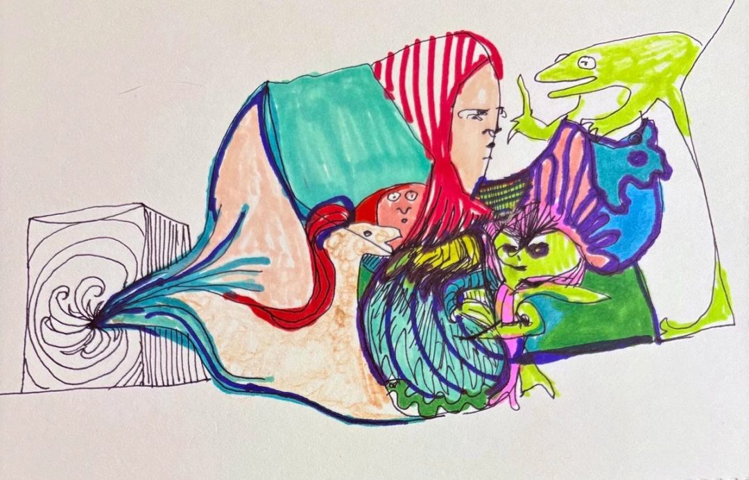 Drawing No. 2,256, 'Junius warned them: life is complicated outside the safety of a tissue box.', posted AUG 2, 2025