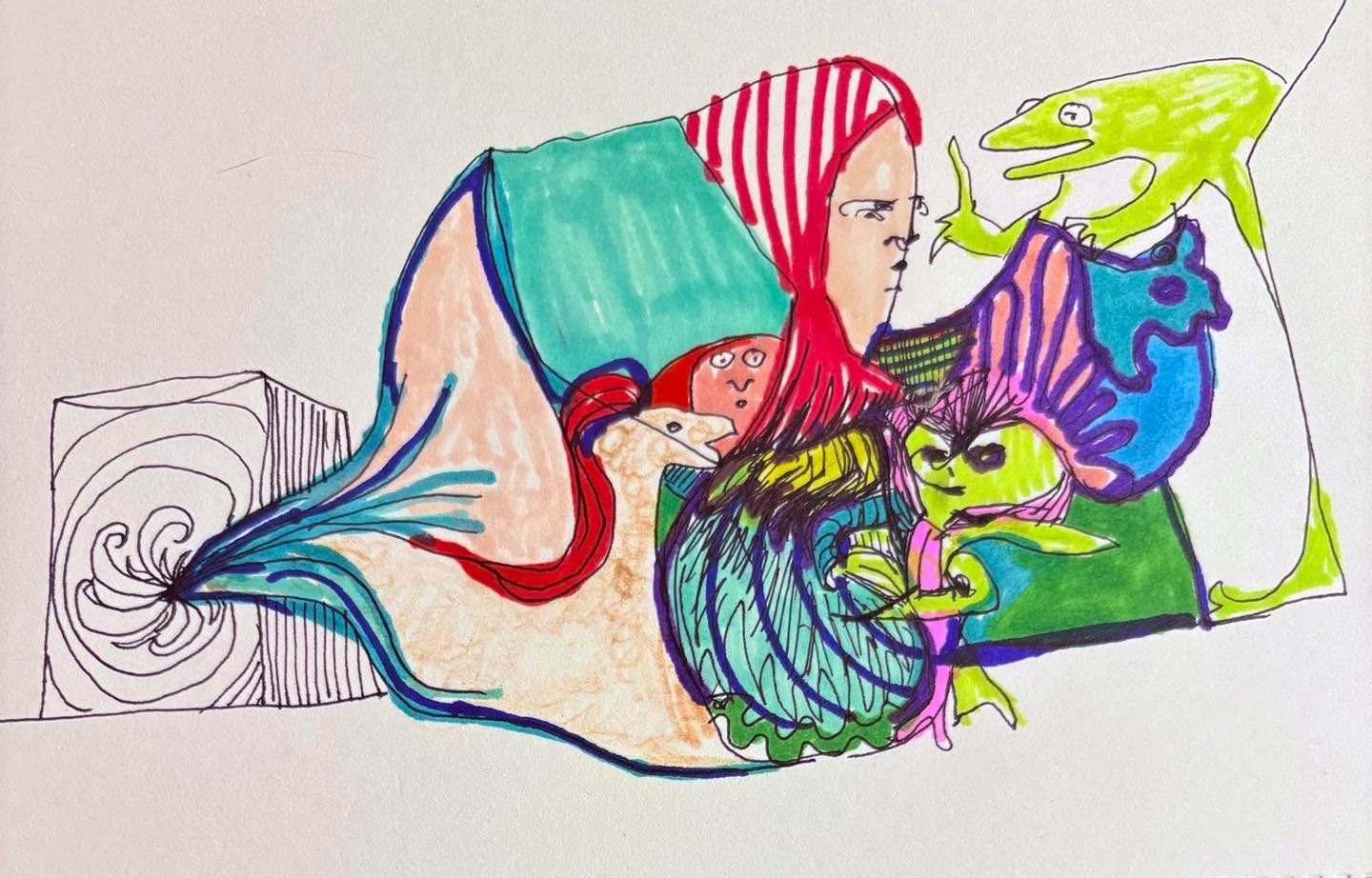 Drawing No. 2,256, 'Junius warned them: life is complicated outside the safety of a tissue box.', posted AUG 2, 2025