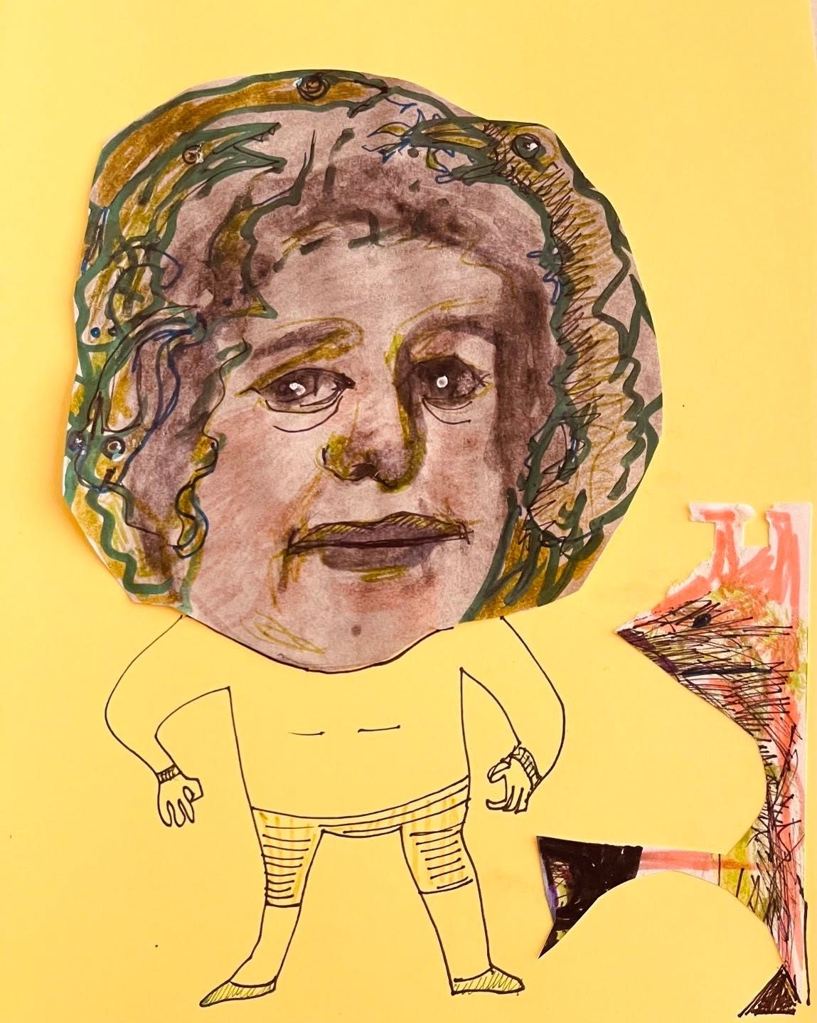 Drawing No. 1,768, 'Little brother Taunton was thumbs down on Julie Grace's reptile hairdo.', posted MAY 2, 2024