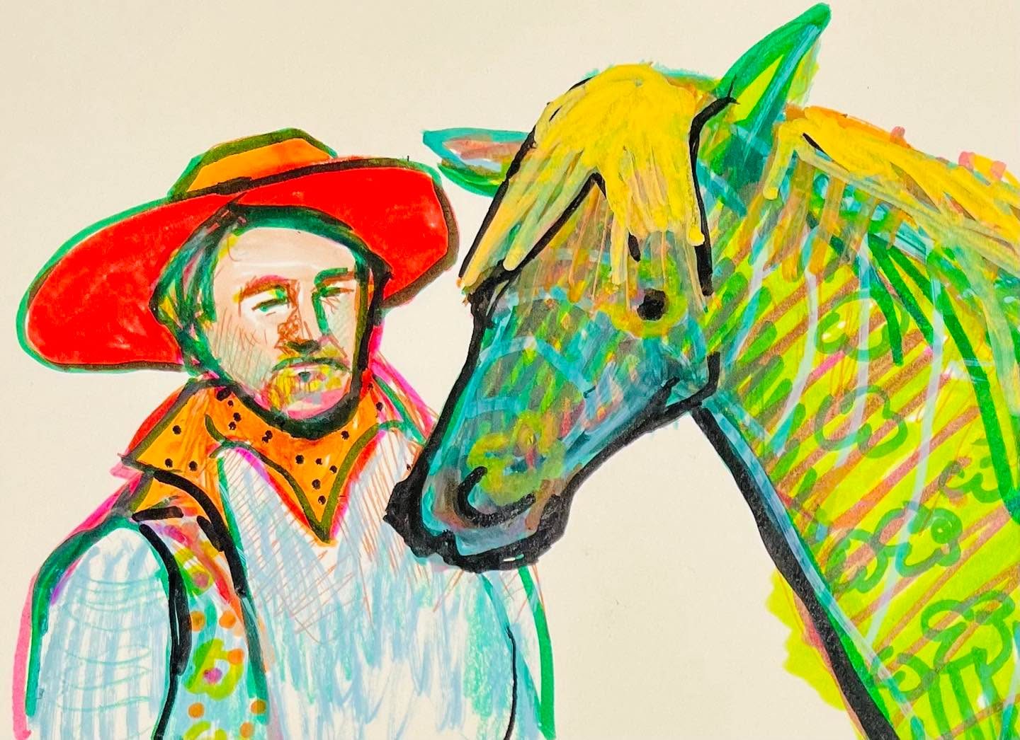 Drawing No. 1,356, 'Lance's new Spring cowboy outfit was 20% off and came with a free horse.', posted APR 8, 2023