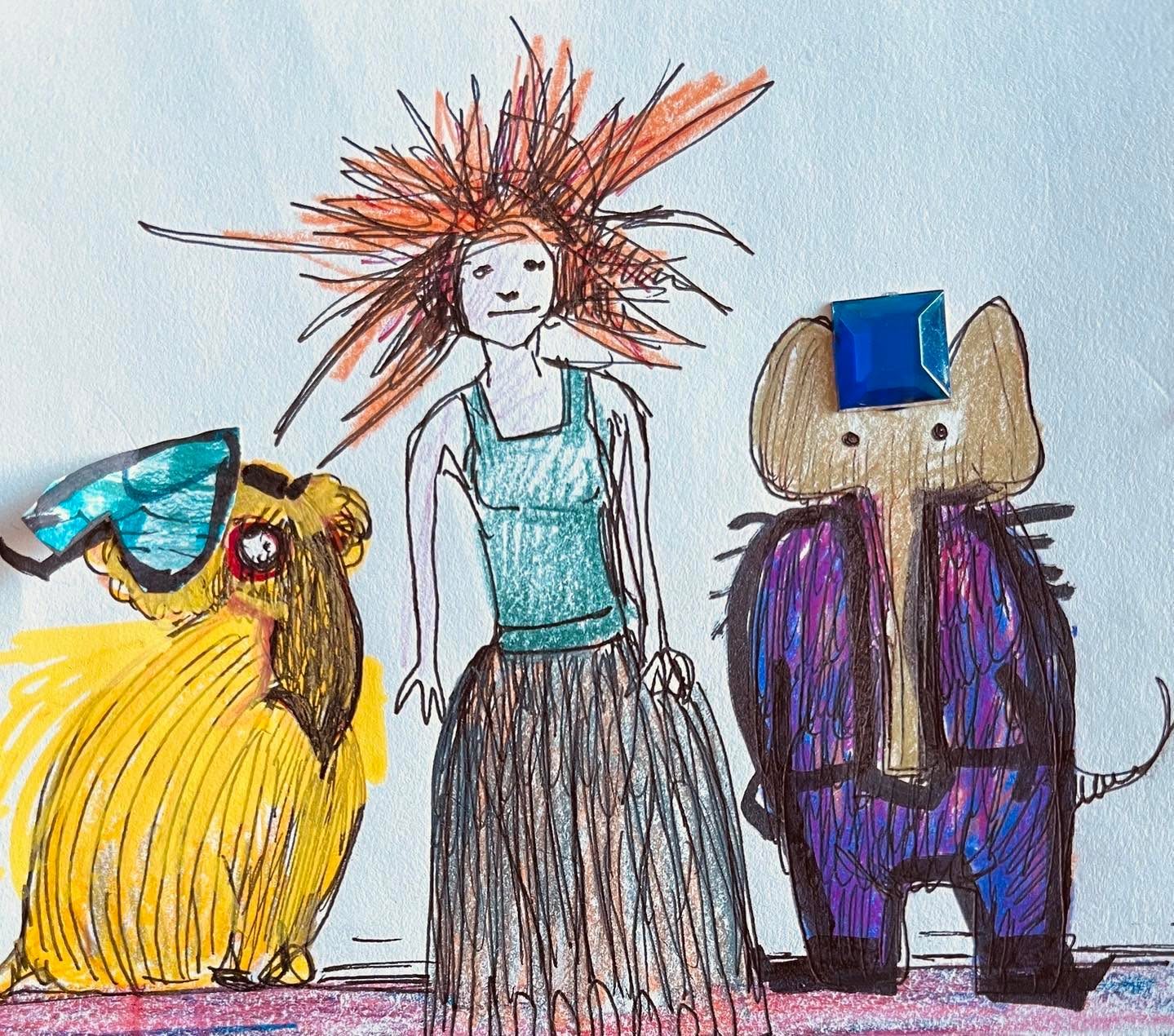 Drawing No. 1,666, 'Deeply different from her parents, Doria had an aversion to hats.', posted JAN 28, 2024